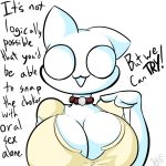  1:1 2019 :3 anthro big_breasts big_eyes breasts choker cleavage clothed clothing dialogue digital_media_(artwork) domestic_cat empty_eyes english_text felid feline felis female gloryworm huge_breasts jewelry looking_at_viewer mammal meme necklace open_mouth owo owo_whatziss(gloryworm) signature simple_background solo text toony until_it_snaps white_background 