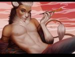  banni_art felid fenecian girly human lion male mammal pantherine smoking solo tattoo 