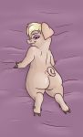  alorix anthro blonde_hair body_pillow butt disney domestic_pig eyeshadow female hair looking_at_viewer looking_back makeup mammal mayor_swinton pillow purple_eyeshadow smile suid suina sus_(pig) zootopia 