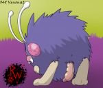  2019 animal_genitalia arthropod butt digital_media_(artwork) erection feral fur insect looking_at_viewer looking_back male nintendo penis pok&eacute;mon pok&eacute;mon_(species) presenting presenting_hindquarters rapistwerewolf rear_view red_eyes simple_background solo venonat video_games 