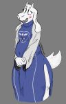  2018 anthro blush boss_monster bovid breasts caprine clothed clothing digital_media_(artwork) dress female fur goat grey_background horn mammal open_mouth simple_background solo spunkdragon toriel undertale video_games white_body white_fur 