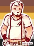  2015 anthro bottomwear clothed clothing digital_media_(artwork) front_view fully_clothed fur hair half-closed_eyes hi_res looking_down male mammal navel orange_body orange_fur pants rookie_bear shirt short_hair simple_background slightly_chubby solo standing topwear ursid white_clothing white_hair white_shirt white_topwear 