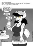  2019 anthro beverage clothing coffee female frappucino hi_res horn kobold looking_at_viewer samantha_reyes solo straw zwitterkitsune 