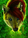  2010 ambiguous_gender canid canine canis digital_media_(artwork) ear_piercing ear_ring feral hair headshot_portrait hi_res mammal paws piercing portrait red_hair solo standing wolf wolfroad 