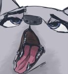  anthro arctic_fox avatar_material canid canine disney famished_(artist) fangs female fox fur headshot_portrait looking_pleasured mammal mouth_shot open_mouth portrait reaction_image simple_background skye_(zootopia) solo teeth tongue white_background white_body white_fur zootopia 