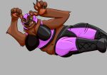  2019 absurd_res anthro belly clothed clothing digital_media_(artwork) female fur hi_res mammal mask overweight overweight_female scarlet_dragoon simple_background solo topwear ursid wrestling 
