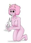  ashido_mina black_sclera bodily_fluids breasts cum cum_on_breasts cum_on_face cumshot disembodied_penis duo ejaculation eyelashes female genital_fluids hair handjob horn humanoid humanoid_penis kneeling male male/female maximumpingas my_hero_academia nipples nude orgasm penile penis pink_body pink_hair sex smile solo_focus 