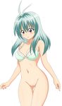  1girl blush bottomless bra green_hair highres legs lingerie long_hair naked no_panties nude nude_filter photoshop purple_eyes pussy run_elsie_jewelria solo thighs to_love-ru toloveru uncensored underwear vector vector_trace 