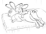  black_and_white dipstick_ears disney duo ears_back ears_up female feral jack_savage judy_hopps lagomorph leporid lying male mammal monochrome multicolored_ears on_front on_side pivoted_ears rabbit scut_tail simple_background sketch tggeko white_background zootopia 