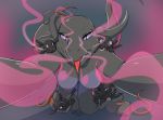  2019 ambiguous_gender anthro anthrofied breasts eyelashes female feral first_person_view gradient_background group kneeling larger_anthro larger_female licking licking_lips milodesty nintendo nipples non-mammal_breasts nude pheromones pok&eacute;mon pok&eacute;mon_(species) purple_eyes salandit salazzle simple_background size_difference smaller_ambiguous smaller_feral tongue tongue_out video_games 