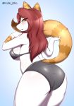  2017 anthro big_breasts big_butt black_nose blush bra breasts butt canid canine clothing digital_media_(artwork) eyebrows eyelashes female fox fur hair hi_res looking_back mammal orange_body orange_eyes orange_fur panties red_hair rena_(chawchawwolf) slightly_chubby standing tailzkim thick_thighs under_boob underwear white_body white_fur yellow_eyes 