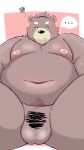  ... anthro balls belly blush censored flaccid hi_res male mammal menmen_kesinn moobs nipples overweight overweight_male penis simple_background solo ursid 