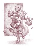  2019 anthro bat_wings breasts candy clothed clothing female flinters food halloween hi_res holidays lizard membrane_(anatomy) membranous_wings reptile scalie solo wings 