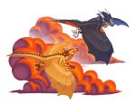  2018 ambiguous_gender claws cloud cyrakhis digital_media_(artwork) dnk dragon duo feral flying horn katie_hofgard membrane_(anatomy) membranous_wings scales scalie smile spines western_dragon wings 