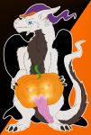  absurd_res dragon fluf food fruit halloween hi_res holidays jack-o&#039;-lantern lizard male penis plant pumpkin reptile scalie treat trick 