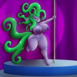  09hankris 1:1 2019 absurd_res anthro areola big_breasts breasts dancing equid equine eyelashes female friendship_is_magic hand_behind_head hi_res huge_breasts looking_at_viewer mammal mane-iac_(mlp) my_little_pony navel nipples nude pole pole_dancing pussy solo spotlight 