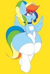  absurd_res armwear big_butt butt clothing dongitos equid equine feathered_wings feathers female friendship_is_magic hi_res huge_butt legwear mammal my_little_pony pterippus rainbow_dash_(mlp) short_stack solo thick_thighs wide_hips wings 