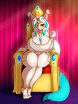  2019 4_toes 5_fingers anthro big_breasts breasts chair clothing digital_media_(artwork) ear_tuft female fingers furniture hi_res huge_breasts looking_at_viewer lyrian princess_vaxi sitting smile solo suirano throne toes tuft 