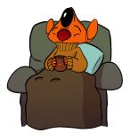  2019 absurd_res alien ambiguous_gender bedding beverage blanket chair cup digital_drawing_(artwork) digital_media_(artwork) disney experiment_(lilo_and_stitch) eyes_closed furniture heat_(lilo_and_stitch) hi_res holding_cup holding_object lilo_and_stitch orange_body pillow red_nose simple_background solo starryblast9 turtleneck_sweater white_background 