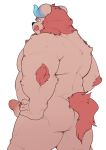  2019 absurd_res anthro back_muscles butt chernobog demon erection fur hi_res horn humanoid_penis male musclegut muscular muscular_male penis pink_body pink_fur quanjiang rear_view tokyo_afterschool_summoners video_games 