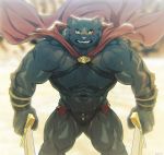  2019 abs absurd_res anthro big_muscles black_body black_fur bulge cape clothed clothing dona908 dual_wielding ear_piercing ear_ring felid fur green_eyes hi_res holding_object holding_weapon huge_muscles male mammal melee_weapon muscular muscular_male navel nipples obliques owo pantherine pecs piercing pink_nipples quads scar sharp_teeth skimpy solo sword teeth thick_thighs veiny_muscles weapon 