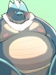  2019 anthro belly blue_body dragon hi_res male menmen_kesinn moobs nipples one_eye_closed overweight overweight_male simple_background solo wink 