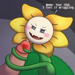  1:1 ambiguous_gender blush disembodied_penis flora_fauna flower flowey_the_flower hi_res human living_flower male male/ambiguous mammal neitsuke not_furry penis plant tentacle_sex tentaclejob tentacles undertale video_games 