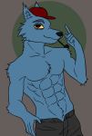  abs anthro canid canine canis clothed clothing deanwolfwood hat headgear headwear hi_res male mammal night_in_the_woods solo topless video_games wolf 