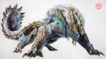  16:9 2019 3_fingers 3_toes ambiguous_gender capcom fanged_wyvern feral fingers monster_hunter scales solo toes traditional_media_(artwork) video_games zinogre zinyart 
