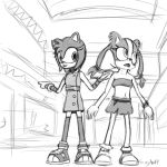  1:1 2014 amy_rose badger clothed clothing collaboration eulipotyphlan female hedgehog mammal midriff monochrome mustelid musteline navel renee-moonveil sonic_(series) sonic_boom sticks_the_jungle_badger unknown_artist 