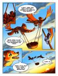  2018 4_toes 5_fingers anthro avian canid canine comic day detailed_background digital_media_(artwork) duo english_text feathered_wings feathers fingers flying fox hybrid katie_hofgard mammal nude open_mouth outside sky teeth text toes tongue wings 