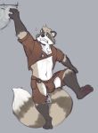  2019 anthro bulge clothing humanoid_hands male mammal minedoo navel procyonid raccoon simple_background solo underwear 
