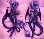  2019 4_toes 5_fingers anthro digital_media_(artwork) dragon elvofirida female fingers hair lying on_back purple_hair rubber scalie solo toes 