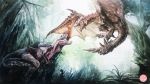  16:9 2019 absurd_res anjanath brute_wyvern capcom claws day detailed_background digital_media_(artwork) dragon duo feral flying_wyvern forest grass hi_res monster_hunter open_mouth outside rath_wyvern rathalos teeth tongue traditional_media_(artwork) tree video_games wyvern zinyart 