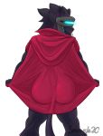  2019 absurd_res anthro armor big_butt black_body black_fur black_hair black_nose butt cape clairen_(rivals_of_aether) clothed clothing digital_drawing_(artwork) digital_media_(artwork) felid female fur hair headgear hi_res mammal mask muscular pantherine rivals_of_aether simple_background smeargle20 smile solo tongue tongue_out unfinished video_games visor white_background 