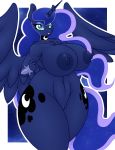  2019 absurd_res anthro anthrofied areola big_breasts blue_eyes blue_hair breasts cutie_mark equid eyelashes feathered_wings feathers female friendship_is_magic hair hi_res horn huge_breasts leinhart long_hair mammal my_little_pony navel nipples nude princess_luna_(mlp) pussy solo thick_thighs voluptuous wide_hips winged_unicorn wings 