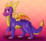  2019 absurd_res activision claws digital_media_(artwork) dragon feral flowfell hi_res horn male membrane_(anatomy) membranous_wings purple_body purple_scales scales scalie solo spines spyro spyro_the_dragon standing video_games western_dragon wings 