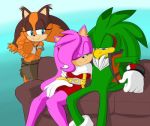  2014 accipitrid accipitriform amy_rose avian badger bird blue_eyes clothed clothing eulipotyphlan female furniture green_eyes hedgehog jet_the_hawk low_res male mammal mustelid musteline renee-moonveil sofa sonic_(series) sonic_boom sonic_riders sticks_the_jungle_badger 
