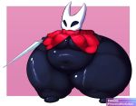  anthro arthropod belly big_belly big_butt breasts butt cloak clothing deep_navel female front_view hollow_knight hornet_(hollow_knight) huge_butt huge_hips huge_thighs hyper hyper_butt hyper_hips hyper_thighs morbidly_obese morbidly_obese_female mostly_nude navel non-mammal_breasts obese obese_female overweight overweight_female princecoffeecakes short_stack solo standing thick_thighs weapon wide_hips 