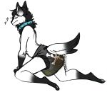  2019 addikitti ambiguous_gender anthro biped bodily_fluids canid canine canis clothed clothing collar diaper digital_media_(artwork) feces fur genital_fluids hair mammal messy_diaper northerly scat side_view signature soiling topless urine watersports wet_diaper wetting wolf 