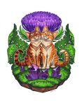  2017 4_toes ambiguous_gender digital_media_(artwork) domestic_cat duo felid feline felis feral fur katie_hofgard mammal paws sitting striped_body striped_fur stripes toes whiskers 