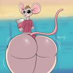  1:1 big_butt butt dialogue eyewear female glasses hi_res huge_butt hyper hyper_butt mammal mirokuj7 mouse murid murine rodent school solo 