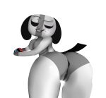  animate_inanimate anthro bent_over breasts butt canid canine canis domestic_dog eyelashes fangs female floppy_ears hi_res looking_back mammal nintendo nintendo_switch nude open_mouth pochipanda pussy seductive simple_background smug solo switch switch_dog thick_thighs video_games 