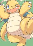  &lt;3 2019 absurd_res ambiguous_gender anthro biped blue_eyes blush claws cute_fangs dragon dragonite featureless_crotch front_view hi_res hindpaw looking_at_viewer mosamosa nintendo nude one_eye_closed open_mouth open_smile paws pok&eacute;mon pok&eacute;mon_(species) scalie simple_background smile solo standing teeth toe_claws video_games wings 