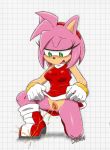  amy_rose blush bodily_fluids ditoxin female genital_fluids hi_res peeing pussy simple_background sonic_(series) urine watersports 