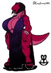  alien big_breasts bracelet breasts cleavage clothed clothing colored crazybunny4994 curvaceous dress ear_piercing ear_ring eyeless flat_colors footwear hi_res horn jewelry lips piercing regina_(darkdragonv0942) reptile sandals scalie skianous slightly_chubby thick_lips thick_tail wide_hips 