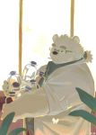  2019 6xiachunqiu7 anthro blue_eyes clothing eyewear glasses hi_res humanoid_hands leib_(tas) male mammal necktie overweight overweight_male polar_bear shirt smoking solo tokyo_afterschool_summoners topwear ursid ursine video_games 