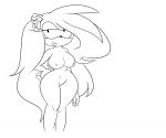  2014 amy_rose breasts ear_piercing ear_ring featureless_crotch female monochrome navel piercing renee-moonveil simple_background solo sonic_(series) white_background 