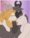  2019 anthro asgore_dreemurr balls big_penis bisexual boss_monster bovid burrserk caprine collaborative_fellatio erection fellatio female goat group group_sex hi_res male male/female male/male mammal mature_female mature_male oral penile penis sex threesome toriel undertale video_games 