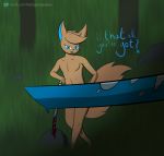  2019 5_fingers anthro biped blood bodily_fluids canid canine clothed clothing digital_media_(artwork) duo fennec fidda_gracepaws_(character) fiddagracepaws_(artist) fingers flat_chested fox fur girly hair hi_res male mammal nipples nude open_mouth smile teeth toes tongue young 